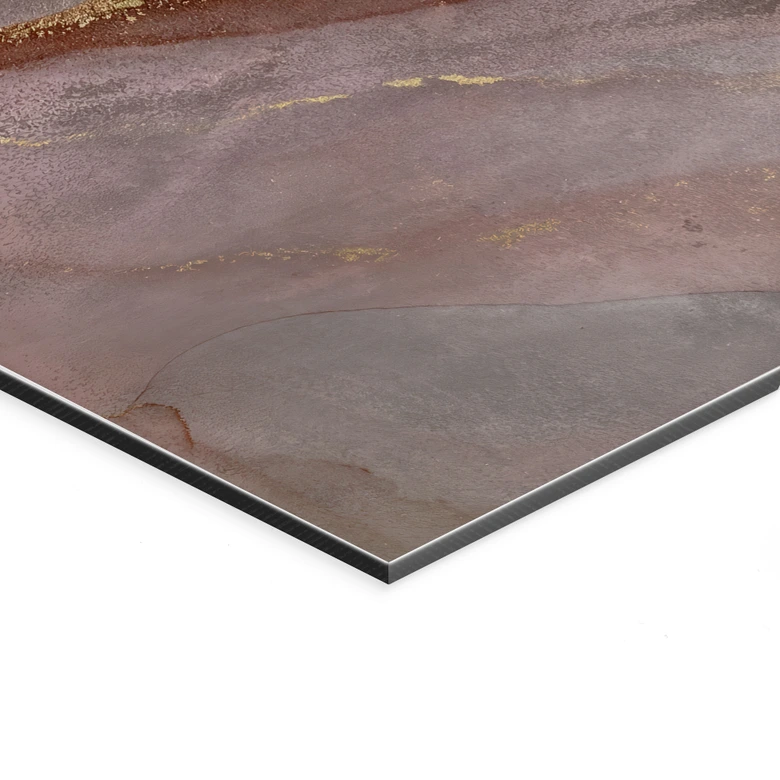 Wandbild Edle Strukturen in Gold und Violett - Shelest - Alu-Dibond Panorama 