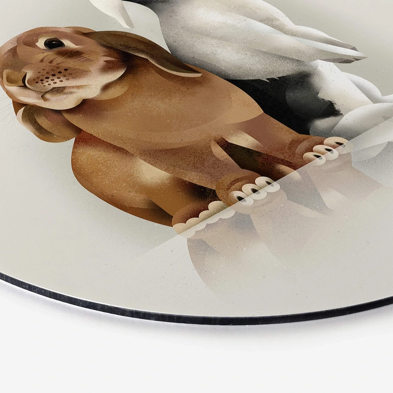 Alu-Dibond Braun - Bunny Love - Rund 