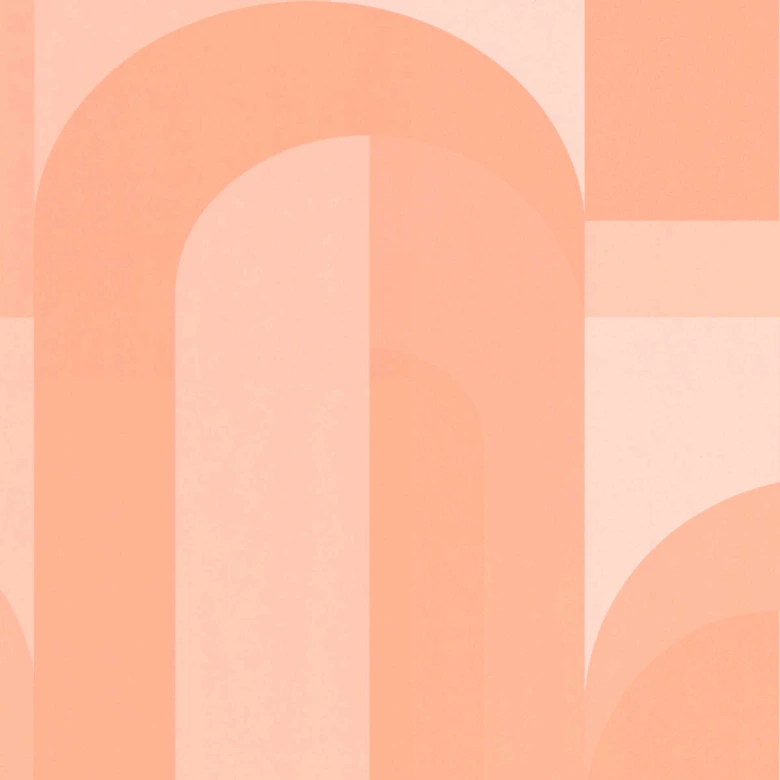 Papier peint graphique Art déco orange beige - papier peint à motif rétro 