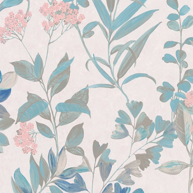 Papier peint fleuri blanc fourrure - papier peint intissé fleuri style aquarelle 