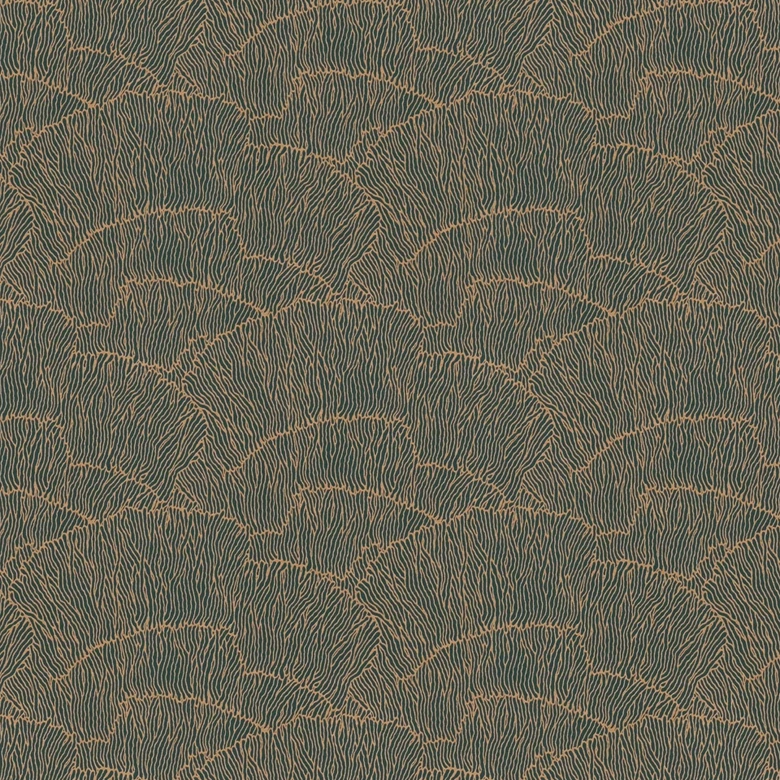 papier peint à motif graphique ondulé or vert - papier peint à effet métallique 