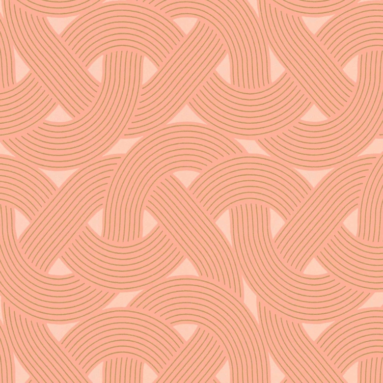 Papier peint art déco orange marron - papier peint graphique à motifs de lignes 