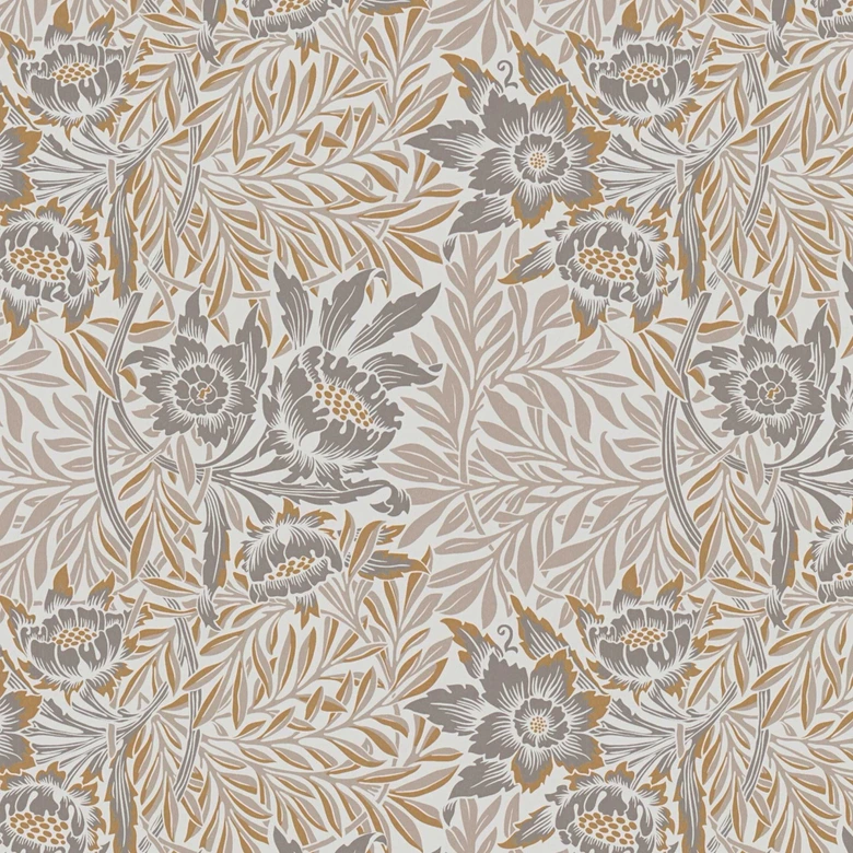 Papier peint intissé à motif floral Beige Or - papier peint à base d'herbes 