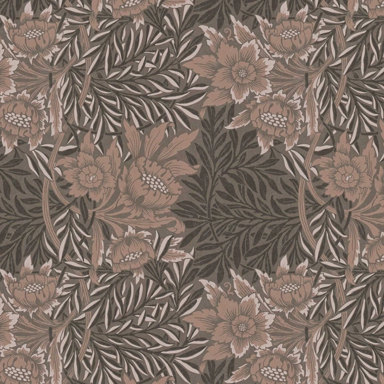 Papier peint intissé fleuri avec motif floral Marron Beige - papier peint avec des herbes 