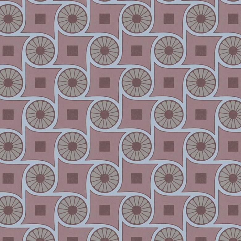 Papier peint graphique avec motif circulaire violet bleu - papier peint intissé style rétro 