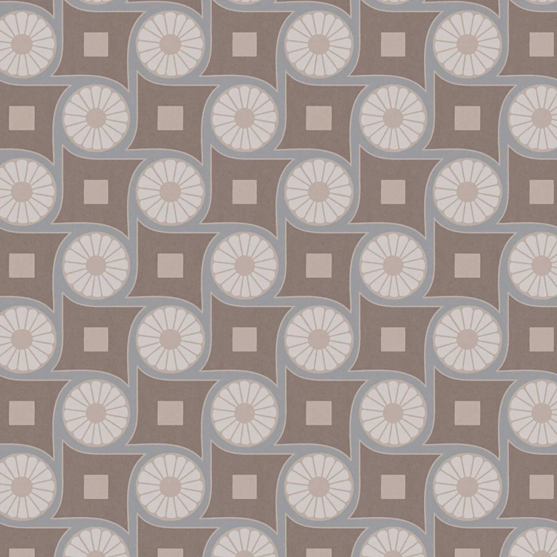 Papier peint graphique avec motif circulaire marron beige - papier peint intissé style rétro 