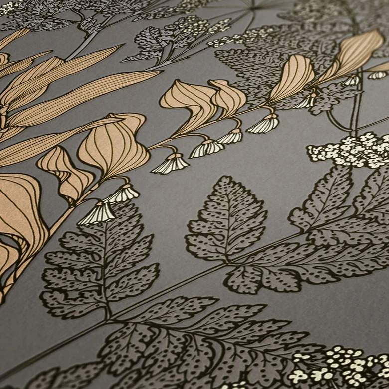 Architects Paper Vliestapete Floral Impression Blumentapete floral grau, beige, gelb, creme 