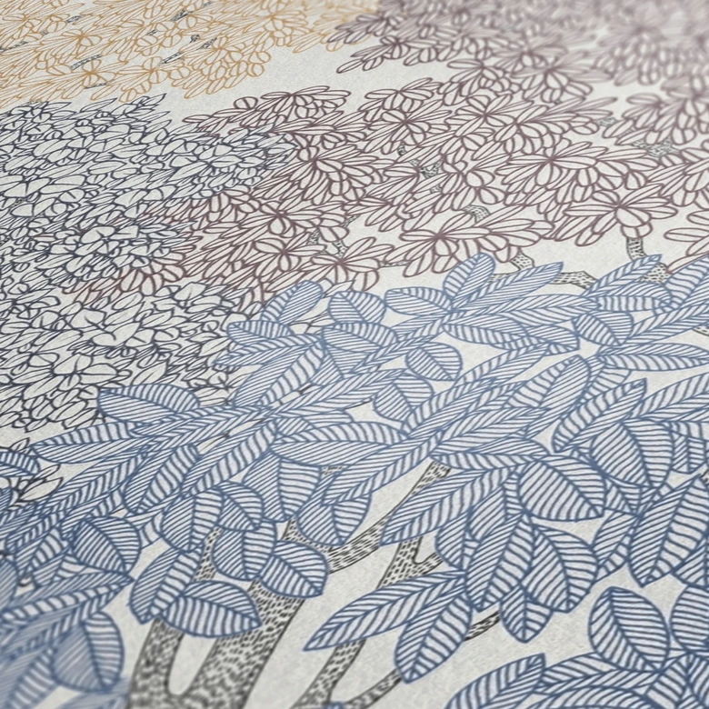 Architects Paper Vliestapete Floral Impression Waldtapete Tapete mit Bäumen bunt, blau, orange, grau, weiß 