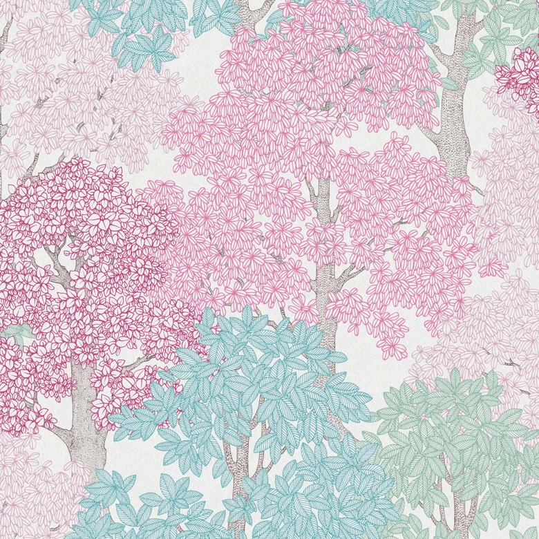 Architects Paper Floral Impression - Papier peint intissé de forêt, rose 