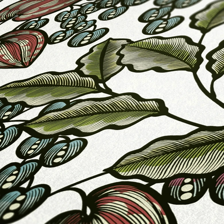Architects Paper Vliestapete Floral Impression Blumentapete floral bunt, grün, weiß, lila, schwarz 