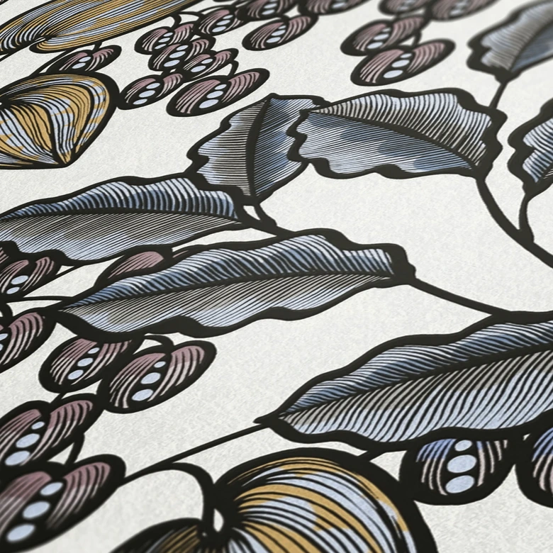 Architects Paper Vliestapete Floral Impression Blumentapete floral blau, weiß, gelb, schwarz 