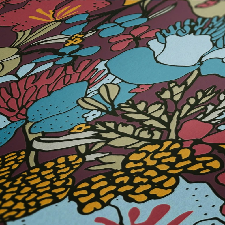 Architects Paper Vliestapete Floral Impression Blumentapete floral rot, blau, gelb, beige, schwarz 