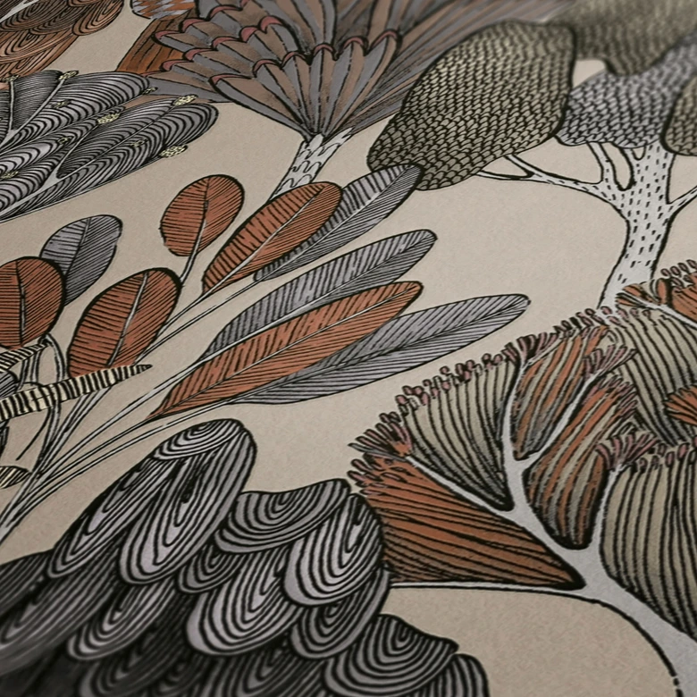 Architects Paper Floral Impression - Papier peint intissé jungle, beige 