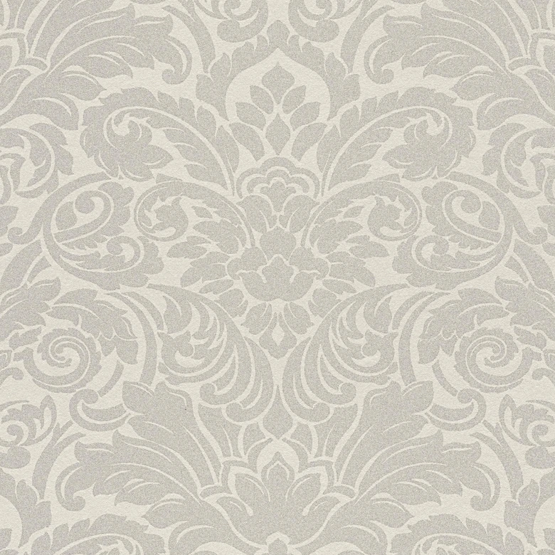 Baroque style wallpaper with glass beads ornamental wallpaper in silver and cream non-woven wallpaper 