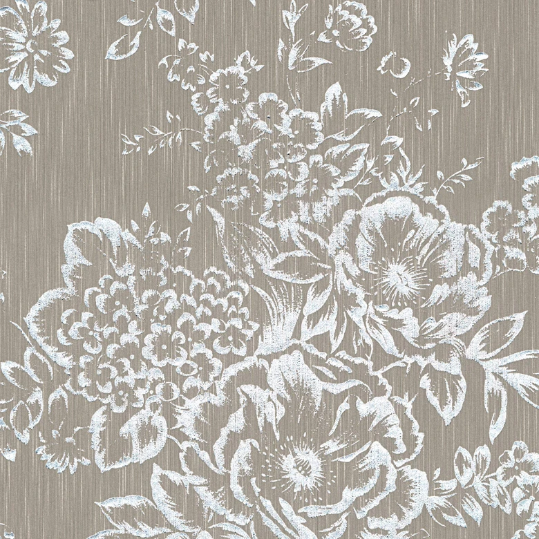 Architects Paper Metallic Silk Papier peint floral, Argent, Marron 