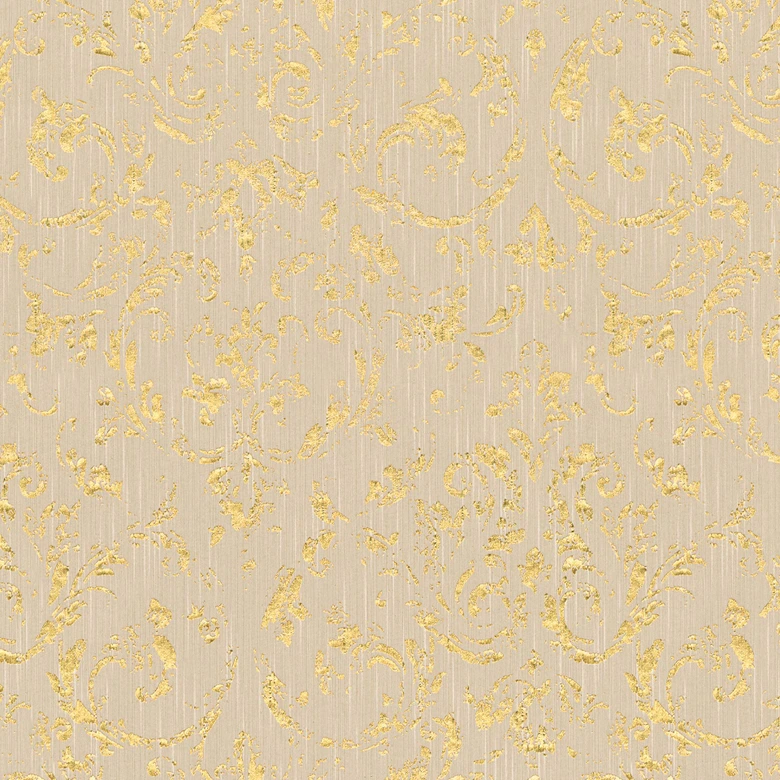 Architects Paper Metallic Silk Papier peint baroque, Beige Or 