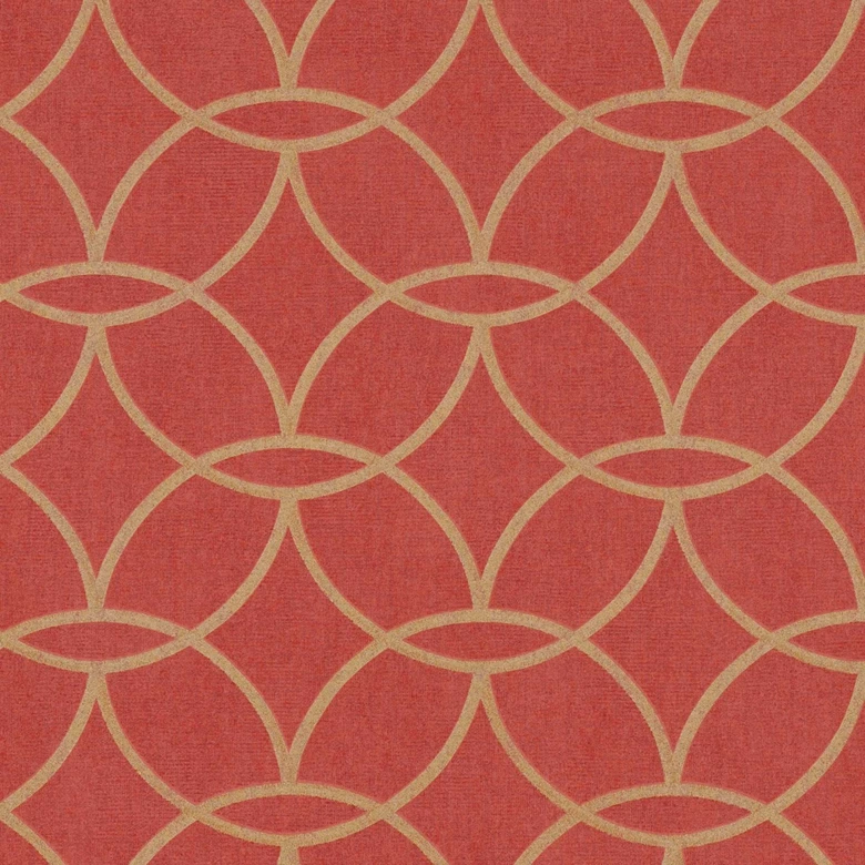 Papier peint brillant rouge-or - papier peint géométrique intissé 