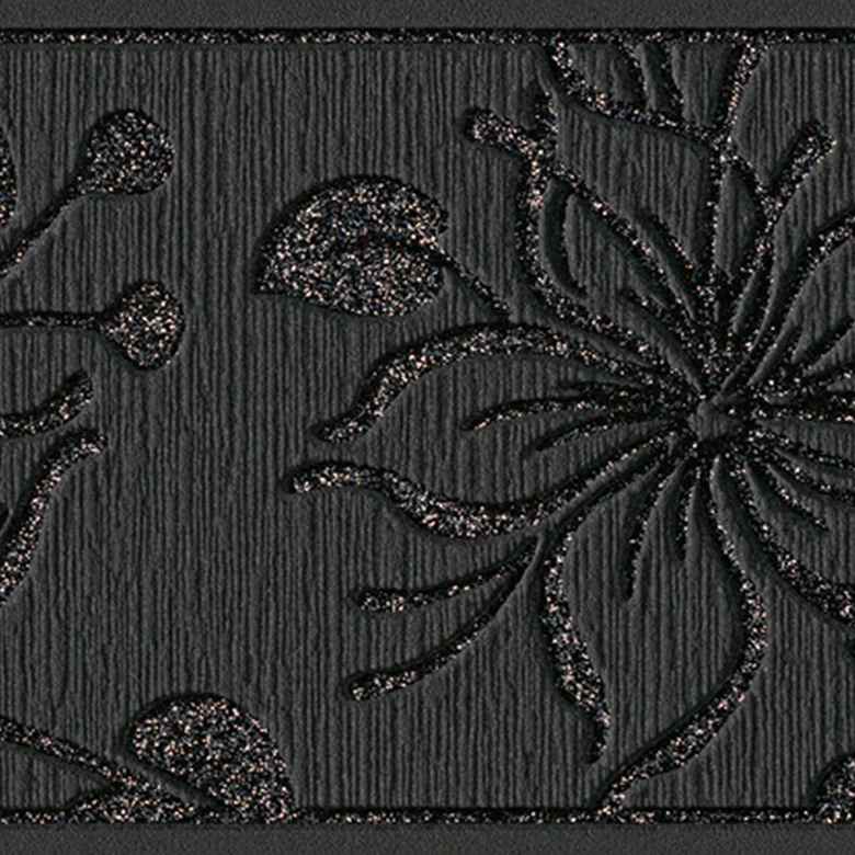 Bordure autocollante Floral en noir et cuivre Bordure fleurie 