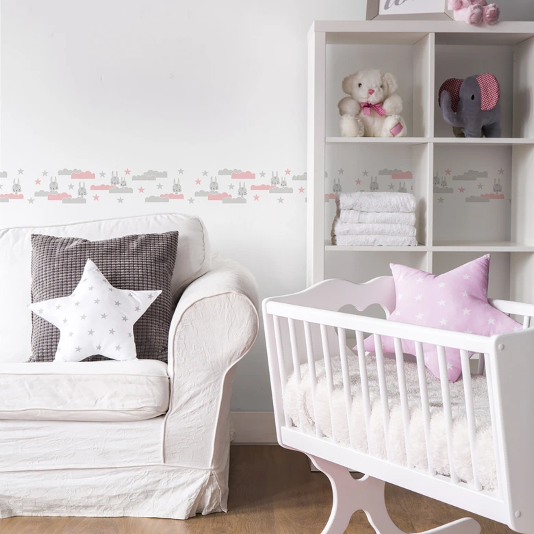 Lovely Kids selbstklebende Kinderzimmer Bordüre Dreamy Bunny mit niedlichen Hasen 