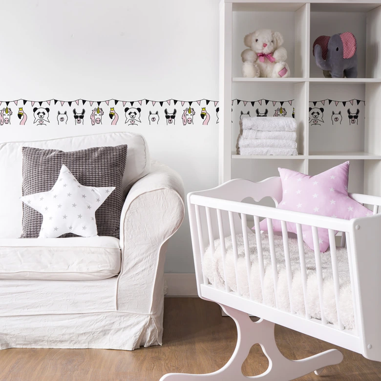 Lovely Kids selbstklebende Kinderzimmer Bordüre Wild Party mit niedlichen Tieren 