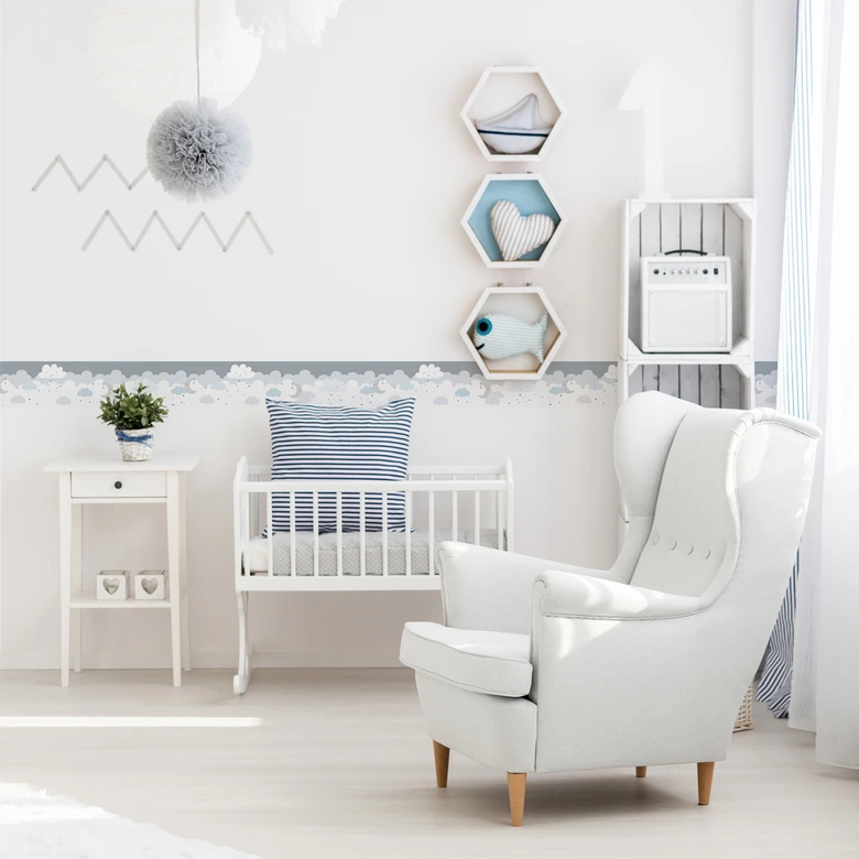 A.S. Création Lovely Kids Frise autocollante enfant - Gris, Bleu 