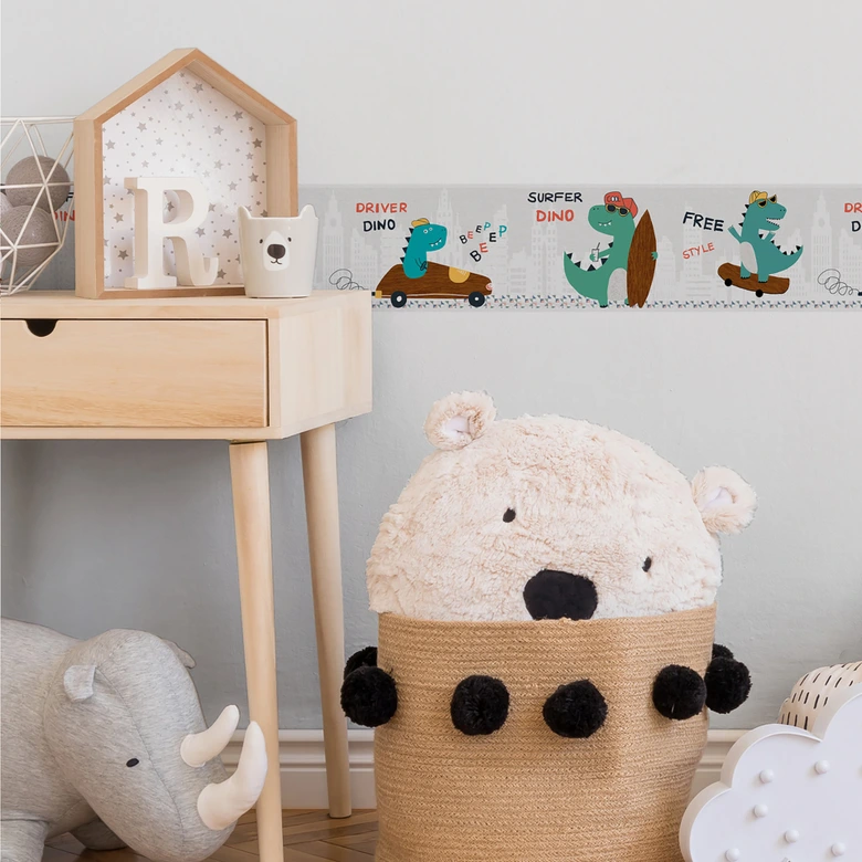 Lovely Kids selbstklebende Kinderzimmer Bordüre Cool Dino mit Dinosauriern 