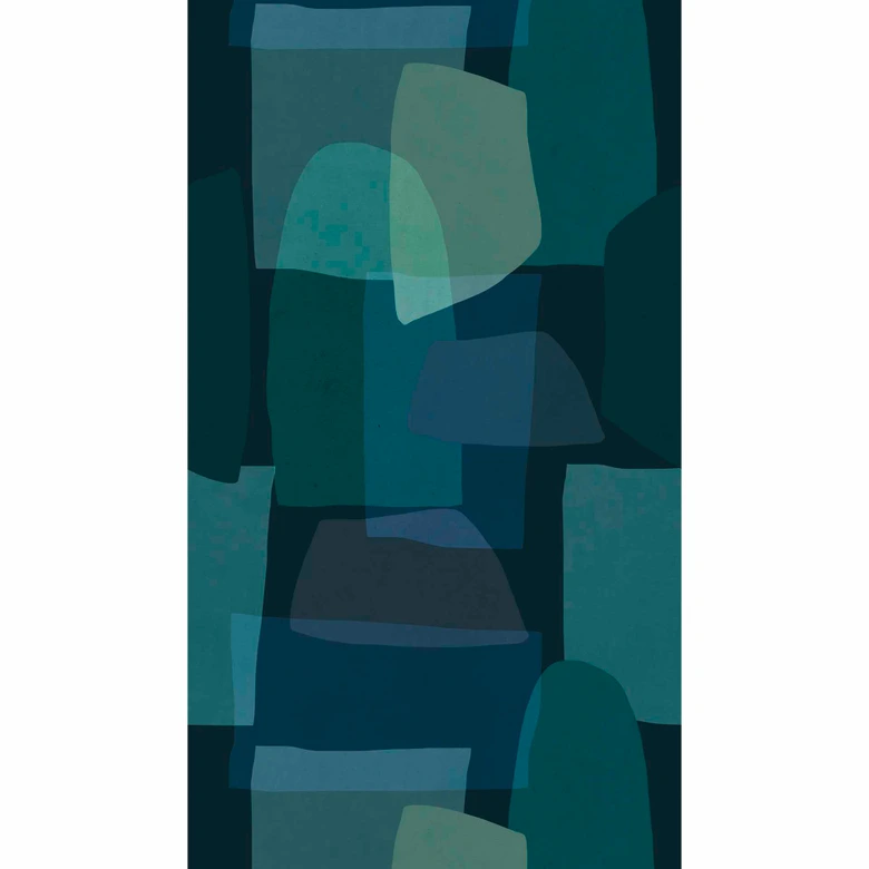 Abstrakt fototapet blågrön - Icke-vävd tapet med organiska former - modern designtapet 