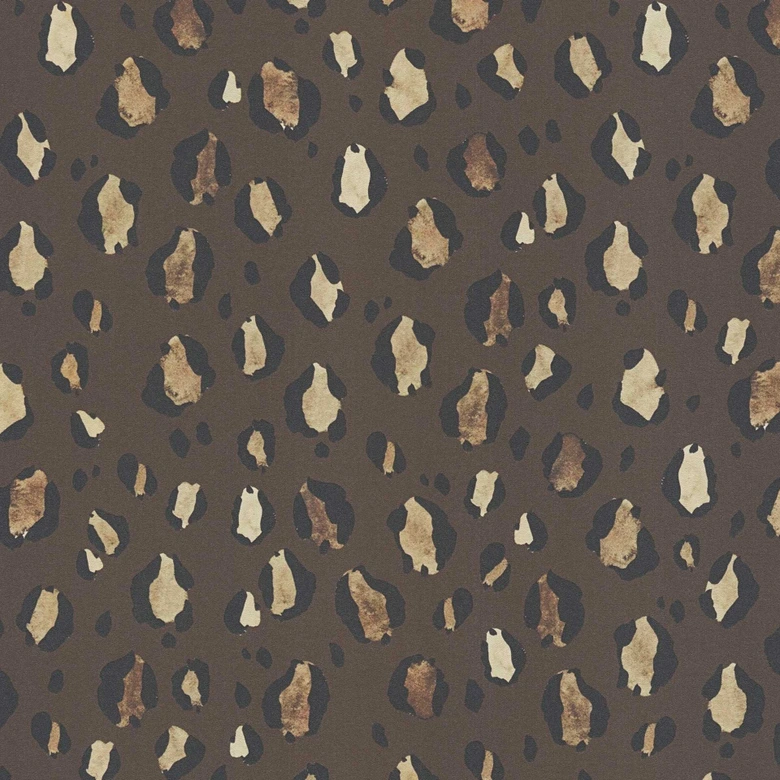 Leoparden-Tapete Dunkelbraun Beige Schwarz – Animal Print – Vliestapete modern 