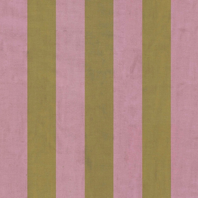 Papier peint rayé rose vert olive - motif classique rayé mat - Papier peint intissé moderne 