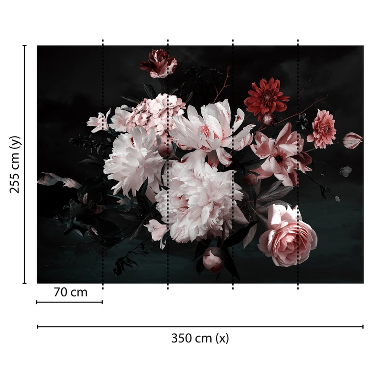 photo wallpaper Designwalls in white and pink non-woven wallpaper BunchofFlower roses  