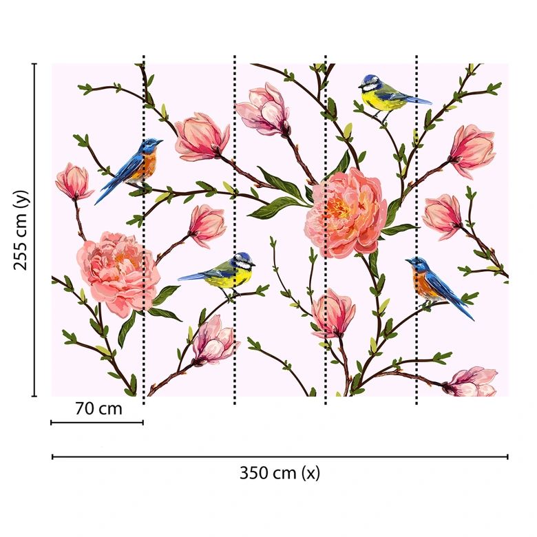 Livingwalls Fototapete Designwalls Little Birds Blumen 