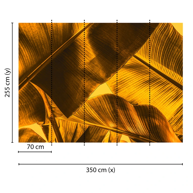 non-woven tapet BrokenLeaf palmetræer jungle fototapet Designwalls i orange og gul  