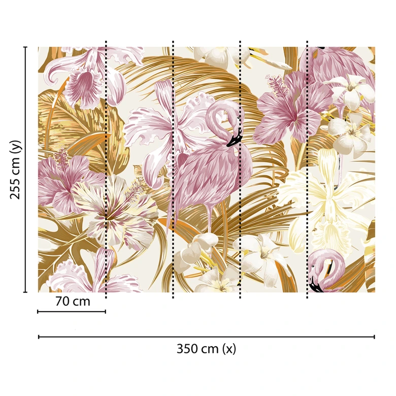 Livingwalls Fototapete Designwalls Flamingo Art Blumen 