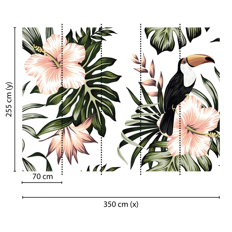 Livingwalls Fototapete Designwalls Toucan Blumen 