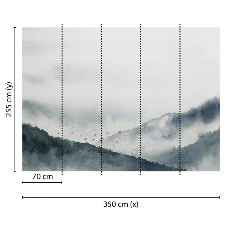 Designwalls i grå og sort 0photowaller Designwalls non-woven tapet GloomyLandscape fugle natur 