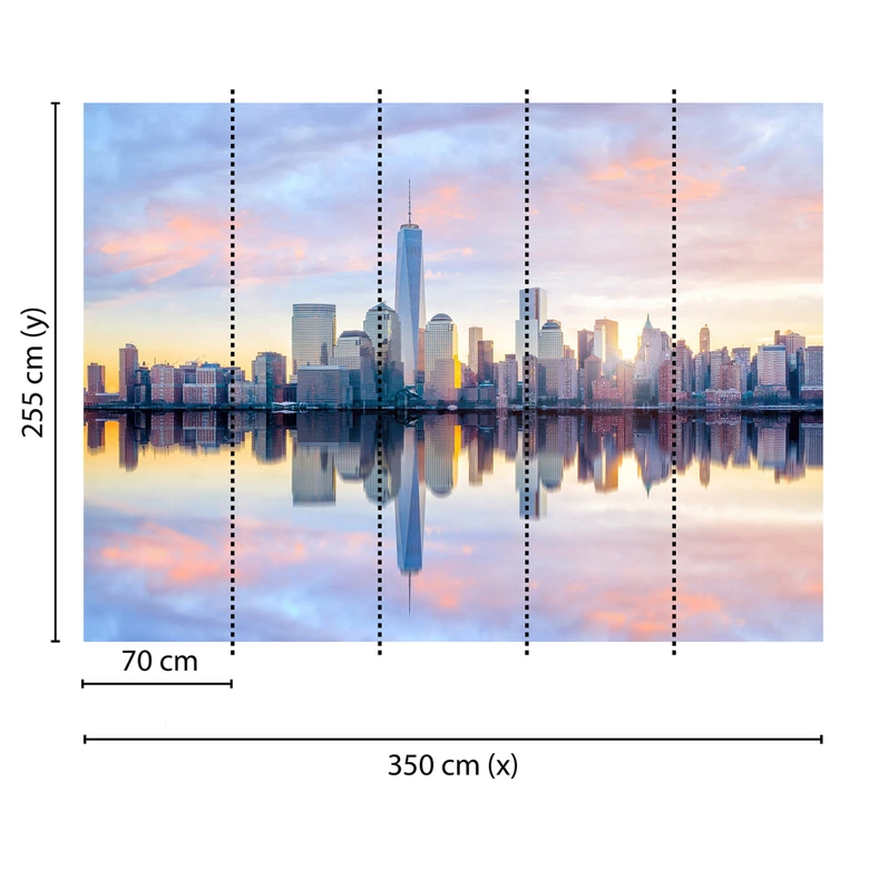 photo wallpaper designwalls in blue and grey non-woven wallpaper skyline New York New York 0 