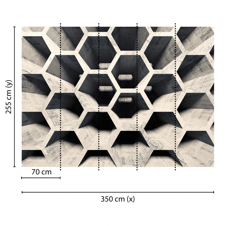 foto tapet Designwalls i grå og sort non-woven tapet HoneycombStructure beton look 