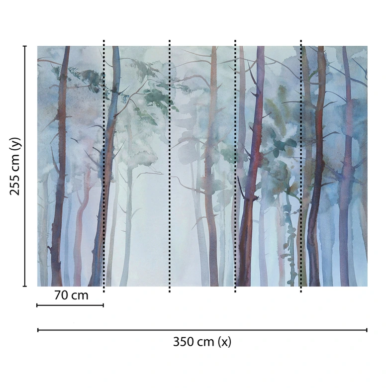 Livingwalls Fototapete Designwalls Aquarelle Fores Wald 