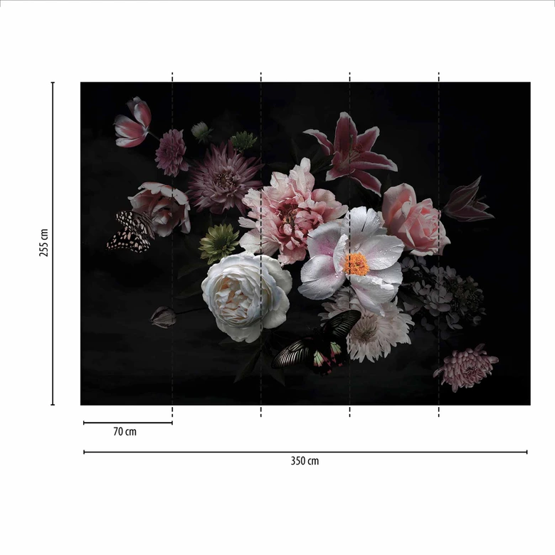 Fotomural Flowerbouquet en blanco y negro - Papel pintado tejido-no tejido Designwalls 2 - 2,55 x 3,5 m 