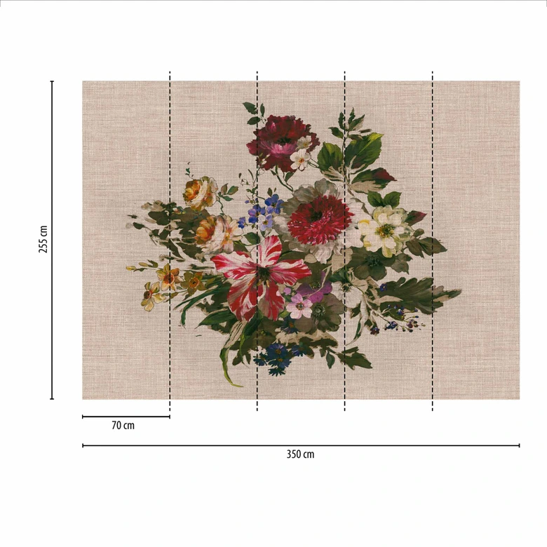 Fototapete Vintage FlowerPaint in beige grün - Vliestapete Designwalls 2 - 2,55 x 3,5 m 