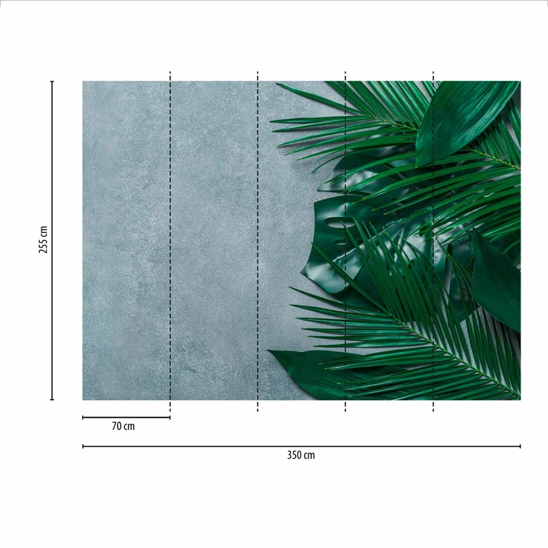 Fototapete Natur PalmLeaves in grau grün - Vliestapete Designwalls 2 - 2,55 x 3,5 m 