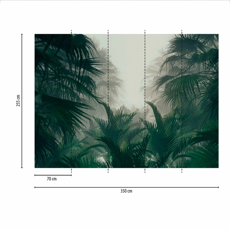 Nature PalmForest tapet i cremegrøn - non-woven tapet Designwalls 2 - 2,55 x 3,5 m 