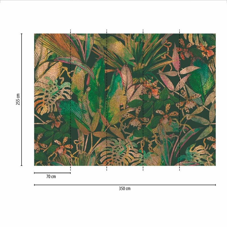 Fototapete Floral Jungle in grün gelb - Vliestapete Designwalls 2 - 2,55 x 3,5 m 