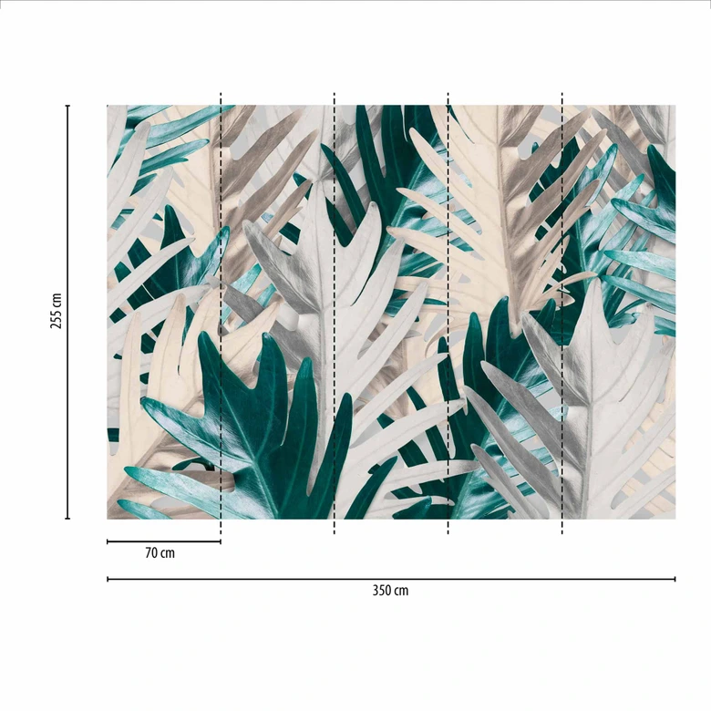Fototapete Floral GreenPalm in grün grau - Vliestapete Designwalls 2 - 2,55 x 3,5 m 