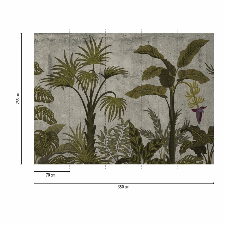 Fototapete Gemälde JungleConcret1 in grau grün - Vliestapete Designwalls 2 - 2,55 x 3,5 m 