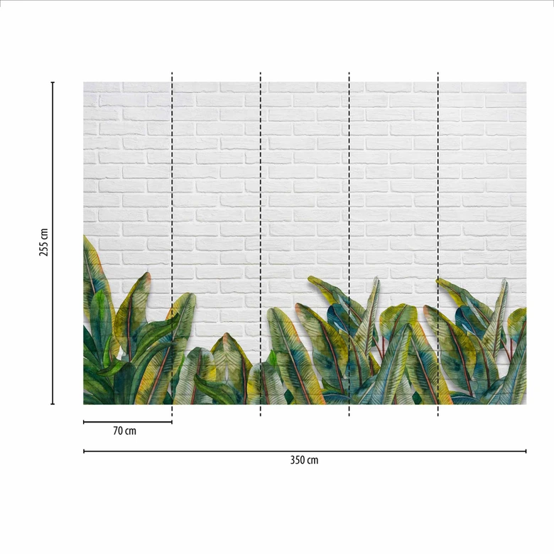 Fototapete Backstein WallOnLeaves in grau grün - Vliestapete Designwalls 2 - 2,55 x 3,5 m 
