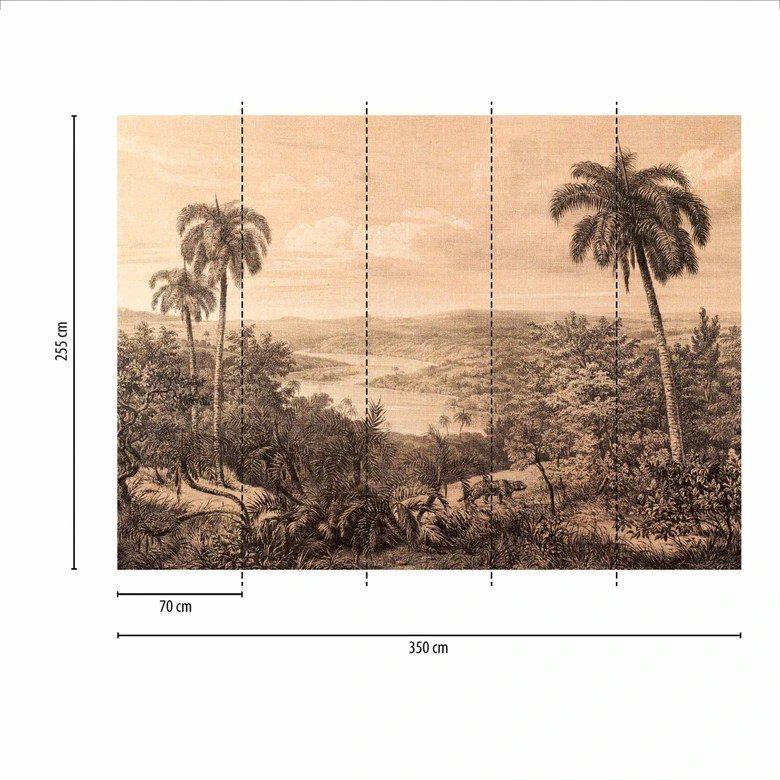 Fototapete Gemälde JungleVintage in beige creme - Vliestapete Designwalls 2 - 2,55 x 3,5 m 