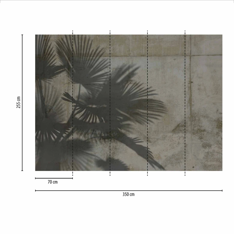 Fototapete Holztapeten ShadeOfPalm2 in grau grün - Vliestapete Designwalls 2 - 2,55 x 3,5 m 