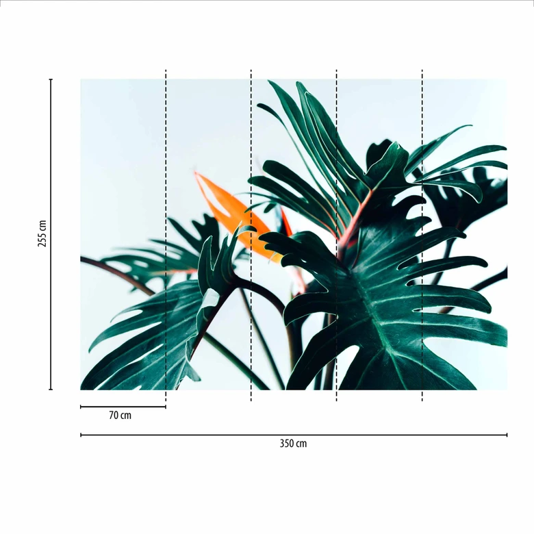 Fototapete Natur PalmDetail in blau grün - Vliestapete Designwalls 2 - 2,55 x 3,5 m 
