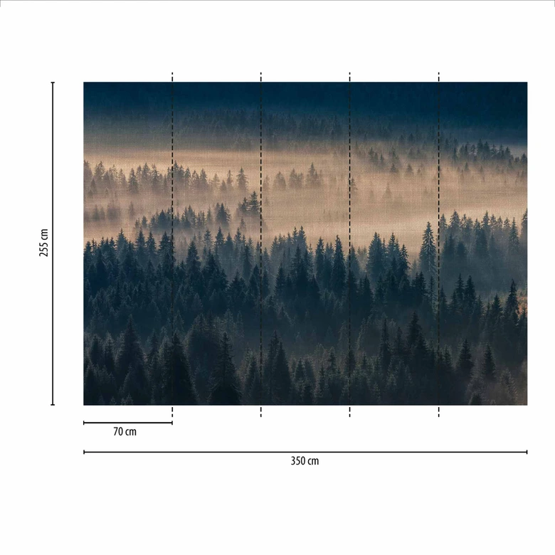 Fototapete Gemälde ForestInFog in blau beige - Vliestapete Designwalls 2 - 2,55 x 3,5 m 